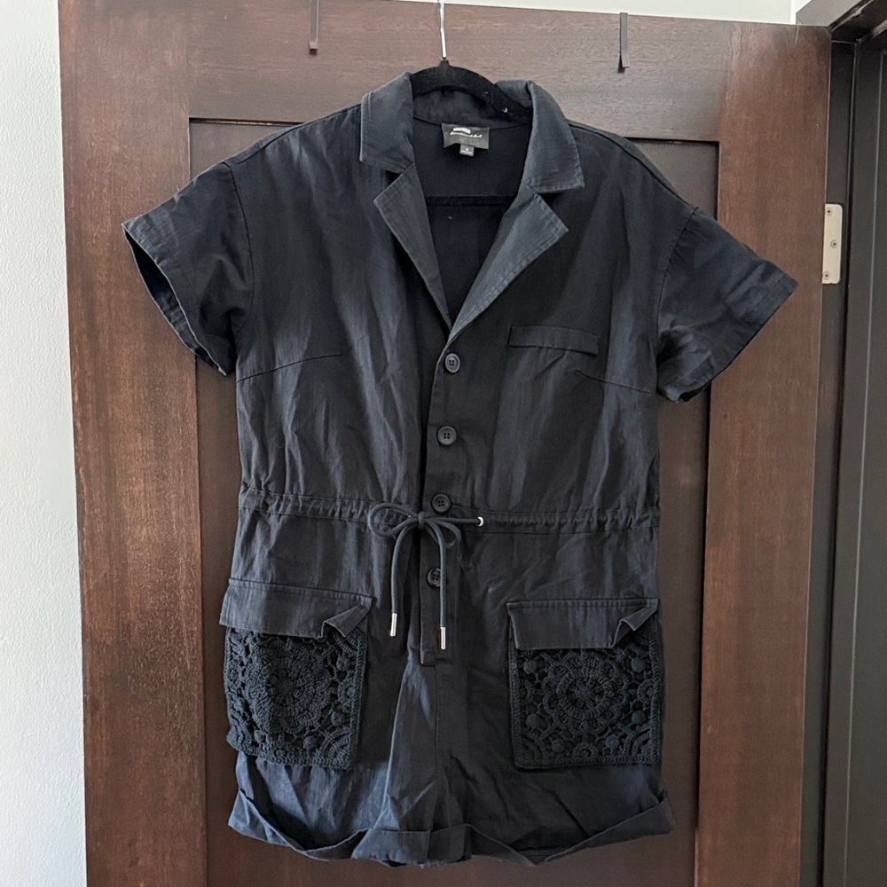 Black Short Sleeve Romper